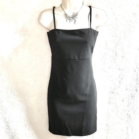 LUCCA COUTURE Black bodycon mini dress Size Medium adjustable spaghetti straps M - Picture 11 of 11